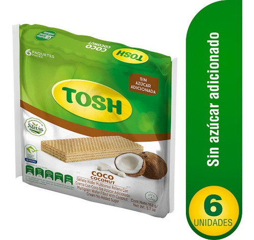 Galletas Tosh Wafer Multicereal Coco Bolsa X 6 Und