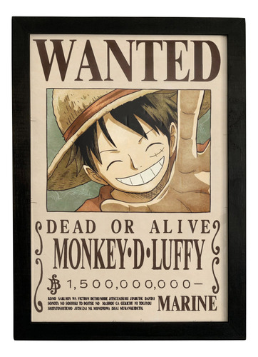 Cuadro Con Vidrio, Cartel De Luffy, One Piece, 53,5cm X 38cm