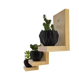 Kit 3 Mini Prateleiras De Madeira Pinus Para Decoração 