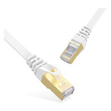 Cable Ethernet Cat 7 De 30 Pies, Cable Rj45 Blanco, Red Lan