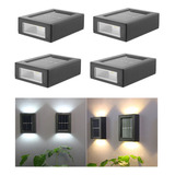 Lámpara De Pared Solar 2led Jardín Faro 4 Piezas