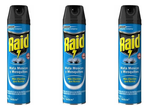 Pack X 3 Raid Mata Moscas Y Mosquitos Con Olor X 233g