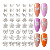 Danneasy 40pcs 3d Mariposas Y Flores Para Uñas