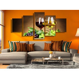 Cuadro Decorativo De Vinos Copas Y Uvas Moderno 80x150cm