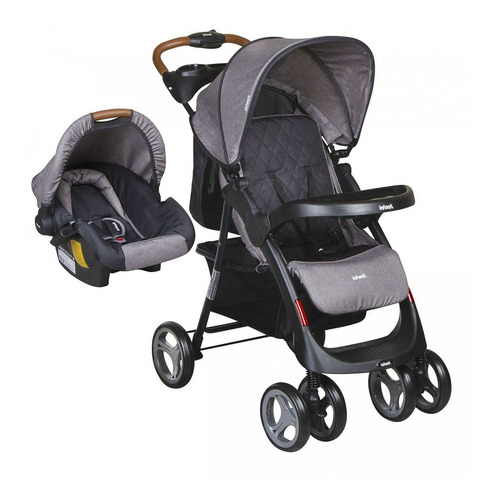 Cochecito De Paseo Infanti Travel System Pompeya E30 Elegance Charcoal Con Chasis Color Negro