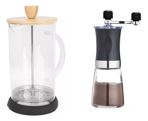 Pack Cafetera Francesa 350ml Con Moledor Manual De Café Simp