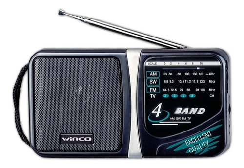 Radio Portatil Am Fm Winco W204 De Mano 4 Bandas A Pilas Ep 220v