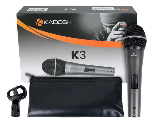 Microfone De Mão Kadosh Com Fio K3 Dinamico Cardioide Preto