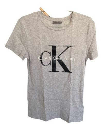 Remera Marca Calvin Klein Talle S Gris Mujer Impecable