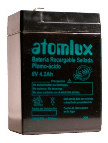 Bateria P/ Luces Emergencia Atomlux  6v 4,2ah Excelente