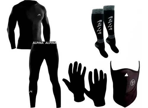 Conjunto Termico Alpina + Guantes + Mascara + Medias - C