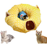 Tunel Para Gatos Cambia De Forma Con Cama Y Pelota Colgante