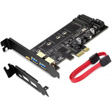 Tarjeta De Expansion Pci-e 3.0 A 2 Usb-a 1 Usb-c + Ssd Sata