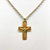 Cadena Forcet Y Cruz Oro 18k Crucifijo Cristo 55 Cm