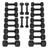 Kit 20 Peças Halteres Dumbell Sextavado Pares De 1 Ao 10kg