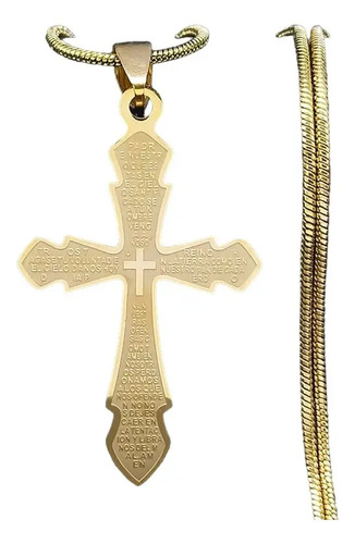 Cadena Dije Cruz Oracion Padre Nuestro Collar Serpiente Acer
