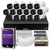 Kit 16 Cameras Intelbras 1120, Dvr 16ch Mhdx 1016, Purple 4t