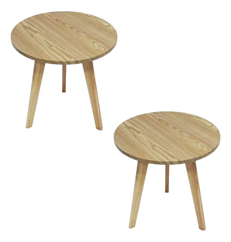 Pack De 2 Mesa De Noche Living De Madera Redonda