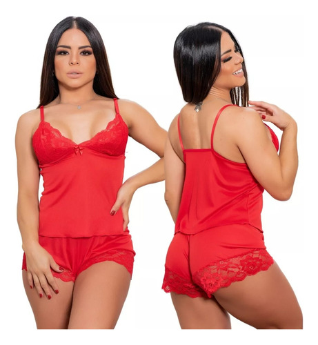 Pijama Sexy Mujer Short Camisolin Regulable Grande Lenceria