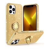 Funda Para iPhone 13 Pro-6.1 -anillo-brillo Diamante-oro 