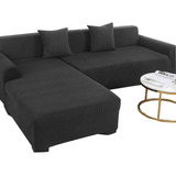 Fundas Cuadrille Para Sillon Tipo L Modular 2 Piezas Negra