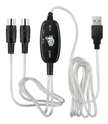 Convertidor De Cable De Interfaz Midi Usb In Out De 2 M