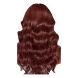 Peluca U Wig Para Mujer, Pelo Largo Y Rizado, Ondulado, Rojo