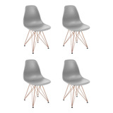 Kit 4 Cadeiras Eames Design Eiffel Jantar Cinza Ferro Cobre