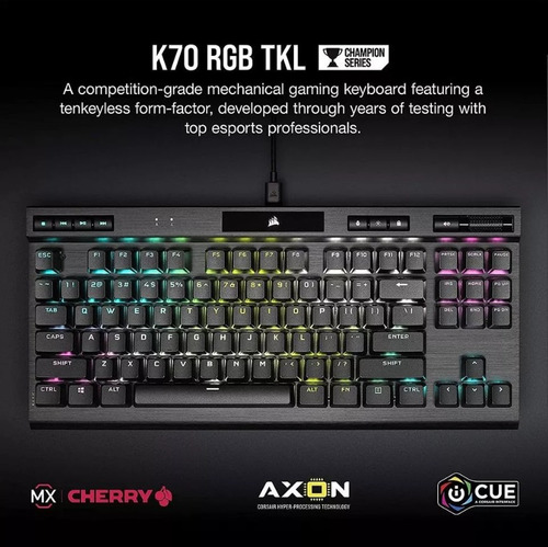 Teclado Mecânico Gamer Corsair K70 Rgb Tkl Champion Series