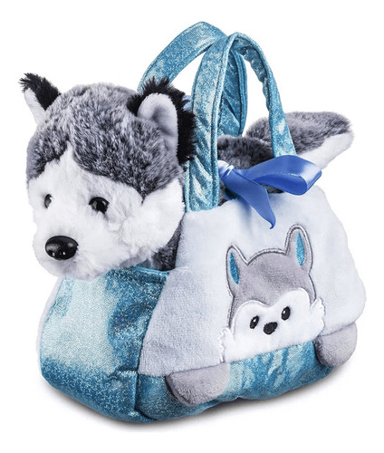 Pelúcia Cutie Handbags Husky Azul Multikids - Br1713