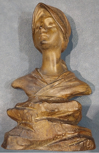 Escultura Petit Bronce Busto Mujer Dama Firmado J. Caus