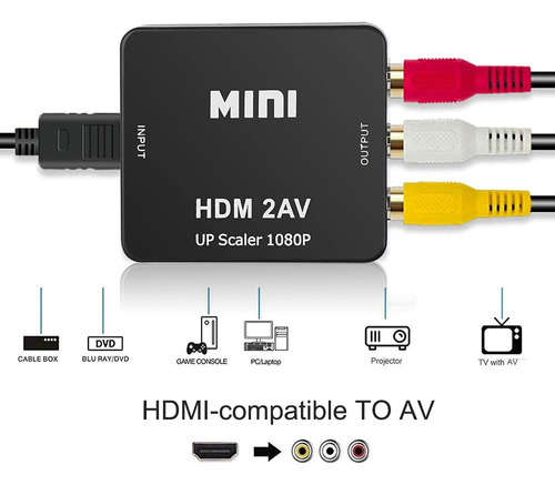 Adaptador Conversor Hdmi A Av Rca Video Analogico 1080p