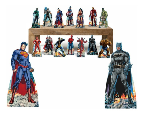 Super Heróis Kit Com 14 Displays De Mesa 2 De Chão