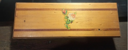 Antigua Caja Cartuchera En Madera 22 X 7,7 X 3,8 Alto Rosa
