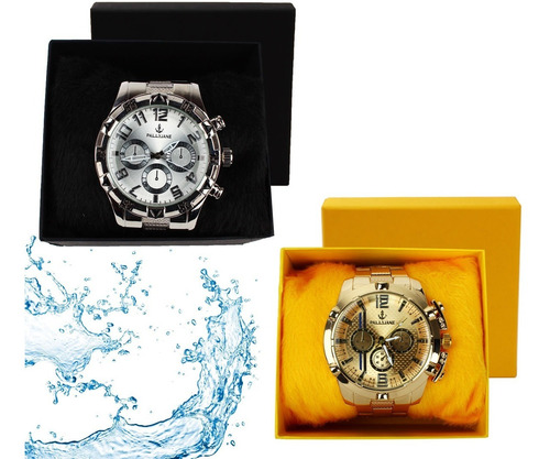 Presente 2 Relógios Masculino + Caixa Aprova D'água Original