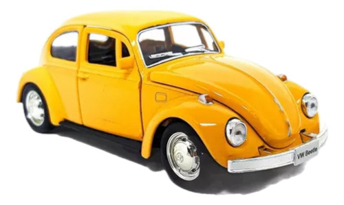 Carrinho De Ferro Fusca Clássico 1/32 Miniatura Coleção Cor Amarelo