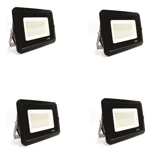 Reflector Led 50w Alta Potencia Exterior Blanco Frio Pack X4