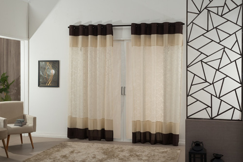 Cortina Dubai 3,00x2,50 Com Renda Oriental P/ Varão Simples