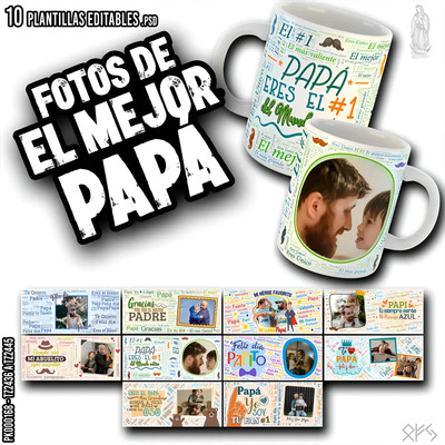 10plantillas Editables Para Sublimar Tazas Del Dia Del Padre