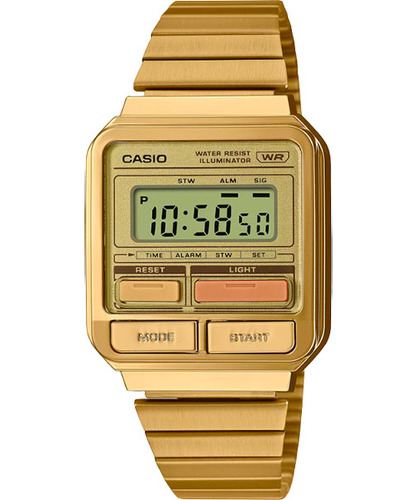 Relógio Casio Vintage A120weg-9adf Gold Front Button Series