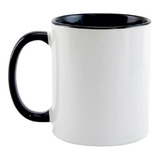 6 Caneca Porcelana Sublimação Interior E Alça Preta 325ml