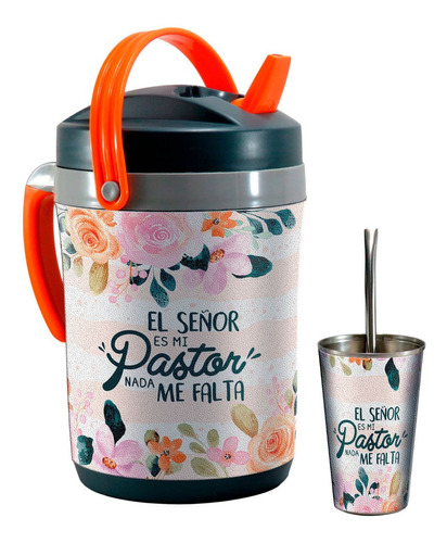 Set Terere Termo Vaso Bombilla, El Señor Es Mi Pastor