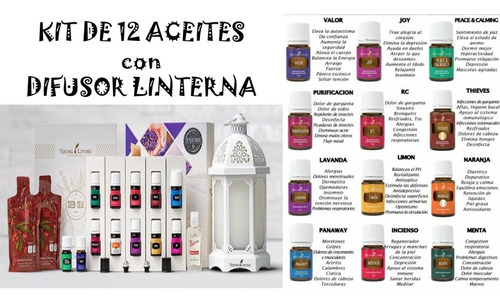 Kit Difusor Linterna Y 12 Aceites Esenciales Young Living