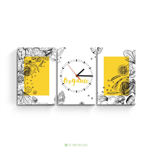 Cuadros Tripticos Reloj De Pared Varios Colores Moderno +