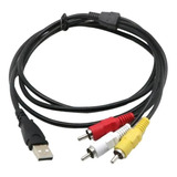 Cabo Usb Macho Para Rca 3 Vias Áudio E Vídeo