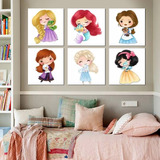 Cuadro Decorativo 6 Princesas Con Mascota Habitación 30x30