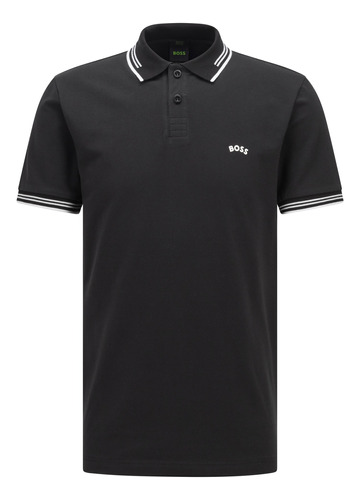 Polo Slim Fit De Algodón Elástico Con Logo Curvado