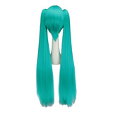 Peluca Cosplay Hatsune Miku Doble Cola De Caballo Peluca