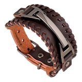 Brazalete De Cuero Para Hombre Negro Pulsera Punk Para Mujer