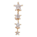 Arete Ombligo Piercing Estrella Chapa Oro 18k Po1046 Zircon